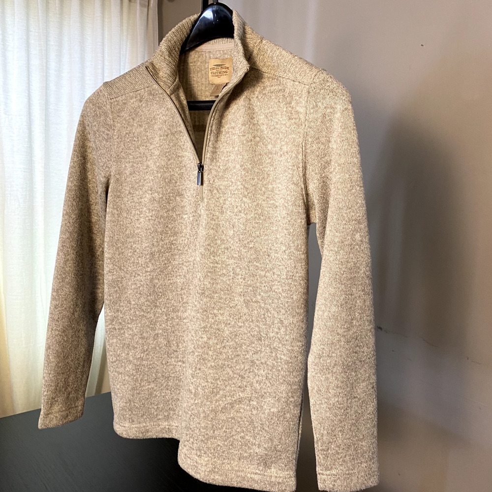 Telluride Clothing Company Men’s Small 1/4-Zip Sweater! Beige Xlnt Condition!